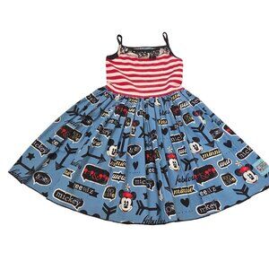 Sweet Petunia Minnie Mouse Dress Girls S Blue/Red Striped 3974